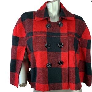 NORDSROM | Maestro Wool Red Plaid Cape Poncho LG